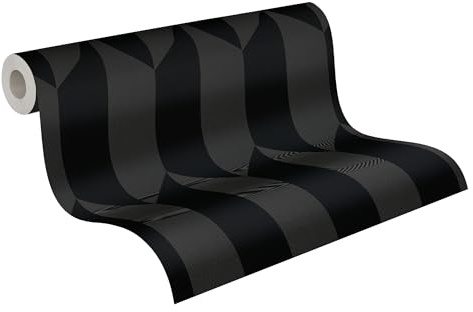Livingwalls CosmoLiving Non-Woven Wallpaper with Metallic Design in Black, Metallic – 10,05 x 0,53 m Modern Wallpaper by Cosmopolitan – 790868