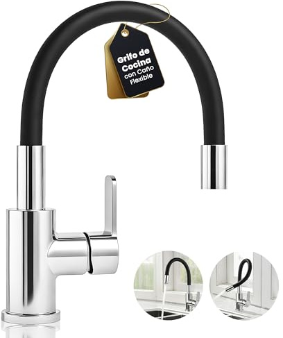 ZALEZ - Grifo Cocina - Grifo Cocina Extraible con Caño Flexible - Griferia Monomando Cromo - Mezclador de Fregadero para Agua Caliente y Fría - Ahorro de Agua y Acero Inoxidable.