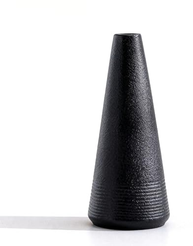 Black Conical Ceramic Bud Vase Minimalist Single Stem Flower Vase Floral Holder Bottle for Home Office Wedding Desk Decor