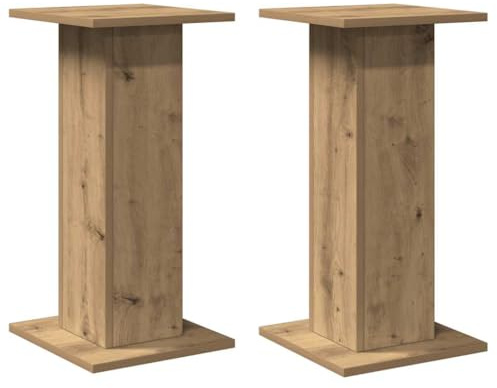 CIOURSTO Support D'enceinte, Finition Chêne, Bois D'ingénierie, Ensemble de 2 Pièces, pour Salon Moderne, Cinéma Maison (30x30x60cm)