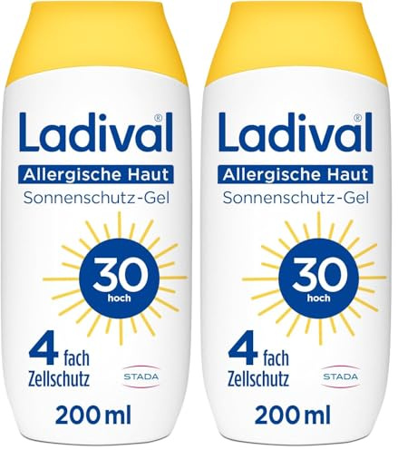 Ladival Sonnenschutz Gel LSF30 für allergische Haut - Sonnencreme bei Sonnenallergie und Mallorca-Akne, wasserfest, fettfrei, 4-fach Zellschutz, korallenfreundlich, leichte Gel-Formel, 200ml