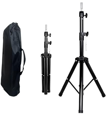 GL Hair Professional Heavy Duty Tripod Stand for Wig Block Head Mannequin Head stand - Adjustable Height 81-155cm Salon Styling Canvas Block Holder Black