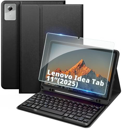 EasyAcc Coque Clavier pour Lenovo Idea Tab 11 2025 11, Noir | Étui Clavier sans Fil pour (TB-336ZU TB-336FU) avec Film de Protection, [AZERTY Français] Clavier Amovible avec Porte-Stylo