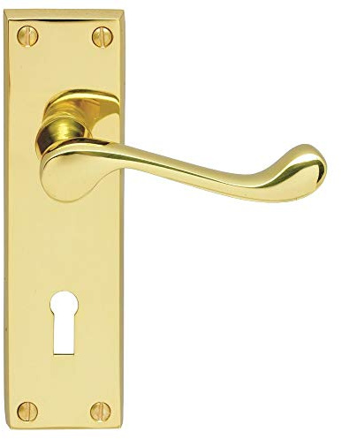 Carlisle Brass Victorian Scroll Lever on Backplate – Traditional Internal Door Handles, Gold Chrome Finish - Chrome Door Handles Internal, Lock 57 mm, DL54 C/C, 15 x 4.3 Centimeres