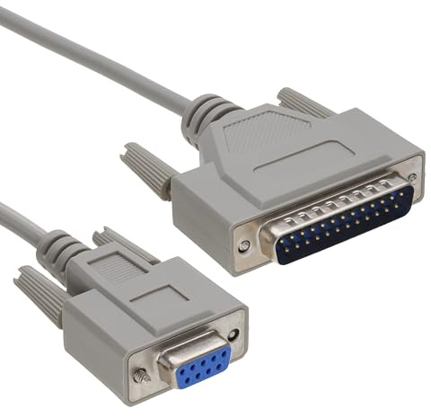 kenable Serial RS232 Cable DB9 Female to DB25 Male Modem Connector Gold Plated 2m Beige