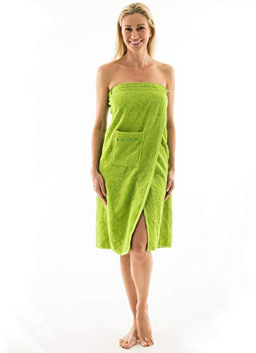 aqua-textil Wellness Saunakilt Damen 90 x 150 cm grün Baumwolle Saunasarong Frottee Kilt Langer Schnitt