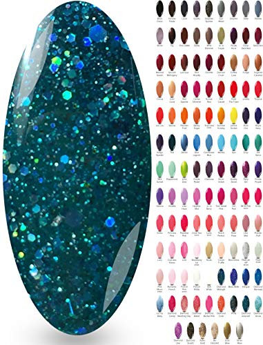 Green Emerald Gel Nail Polish - (Diamond Emerald) Diamond Glitter UV LED Nail Varnish by NYK1 Nailac Christmas Tree Sparkly Art Green Mermaid