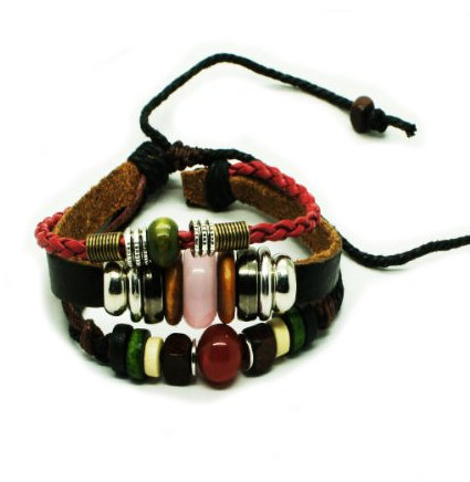 Soul-Cats Wickelarmband Leder Surfer Armband Perlen Spirit Bead Mix Unisex, Modell: Modell 2