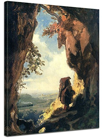 Bilderdepot24 Bild auf Leinwand | Carl Spitzweg Gnom, Eisenbahn betrachtend in 30x40 cm als Wandbild | Wand-deko Dekoration Wohnung alte Meister | 180126-30x40