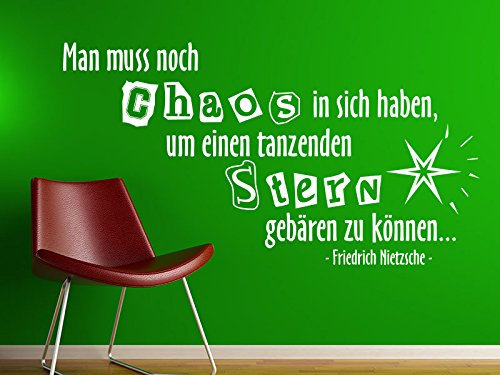 Klebeheld® Wandtattoo Man muss noch Chaos in Sich haben, um einen tanzenden Stern gebären zu können. - Friedrich Nietzsche (Farbe türkis/Größe 100x53cm)