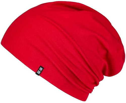 Enter the Complex® Leichte Beanie Mütze, Herren und Damen, Übergangsmütze, Herbst Winter und Frühling Sommer, Dünne Kopfbedeckung, Baumwolle (Jersey), L/XL, Rot