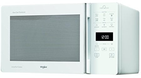 Whirlpool MCP 349 WH Forno a Microonde Chef Plus termoventilato combinato, 25 Litri, 1700W/900W/800W, Bianco, con steamer, griglia alta, griglia bassa e pitto Crisp + maniglia