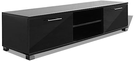 vidaXL Mobile Porta TV Nero con Mensole Laccato Lucido in MDF Armadietto Basso