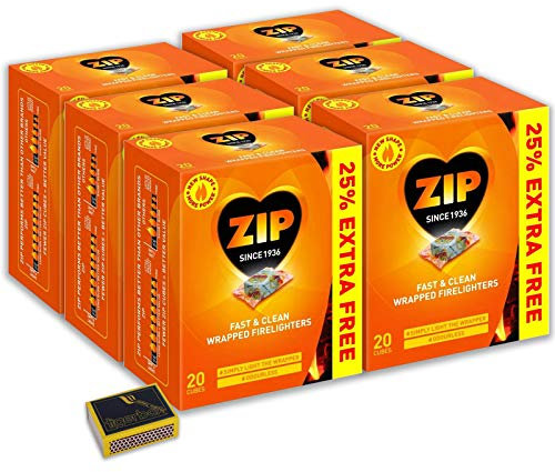 48 X Packs of 20 ZIP Fast & Clean Wrapped Firelighters for Open Fires, BBQs, Stoves, Chimineas & Tigerbox Safety Matches
