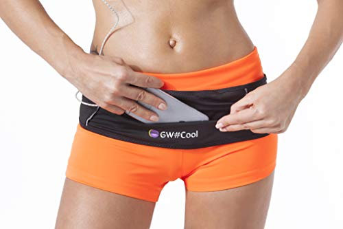 GW#Cool Ceinture Belt Ceinture de Course Randonnée Trail Running Fitness Sport Bande Elastique Unisexe Adulte Poches de Rangement Téléphone Hydratation Porte-Gourde