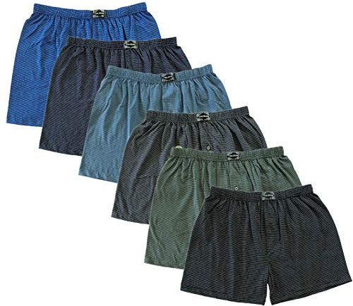 BestSale247 - Confezione da 6 boxer da uomo con apertura, in 100% cotone, taglie da 5 (M) a 13 (7XL) a strisce 59