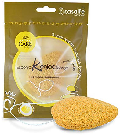 Casalfe Konjac Naturschwamm für das Gesicht, 100% biologisch abbaubar, für sanftes Peeling, enthält Kurkuma Beruhigend, Kurkuma