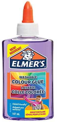 Elmer’S Colla Vinilica Colorata Semitrasparente, Lavabile, Ottima per Realizzare Slime, Viola, 147 ml, 1 Pezzo