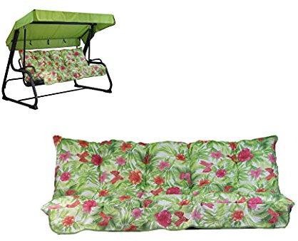 Tecnoweb - Cojines para balancín de 3 plazas - Incluido también el techo a juego - 100 % fabricado en Italia - Ideal para exteriores (jardines y patios) - Estructura no incluida, Fanstasia Lime