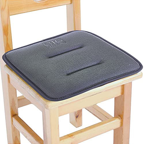 Big Hippo Kinderstuhl-Sitzkissen mit Bändern, Memory-Schaum, rutschfest, quadratisches kleines Kissen für Schulstuhl/Küche, Holzhocker/Metall, 30,5 x 30,5 cm, Grau