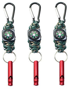 Survival Schlüsselanhänger Überlebenspfeife Paracord mit Karabinerhaken Survival-Kompass überleben-Paracord Multi-Werkzeug-Survival für Wandern Outdoor-Aktivitäten Survival Camping Pfeife 3 Stück