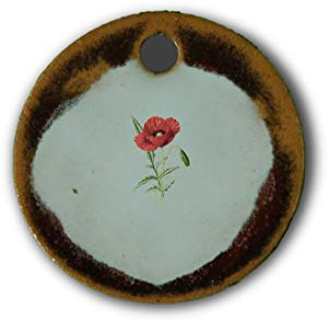 Schöner Keramik-Anhänger „Mohn“ in rot marmoriert; Schmuck Kette Kettenanhänger Geschenk Kunsthandwerk Keramik rund Talisman Halskette Aufmerksamkeit Mitbringsel individuell