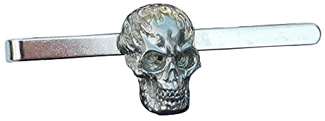 Pince à Cravate Tête de Mort, Pince à Cravate Crâne, Cadeaux Steampunk, Faite Main en Étain, par William Sturt, des Étains de Jumilhac