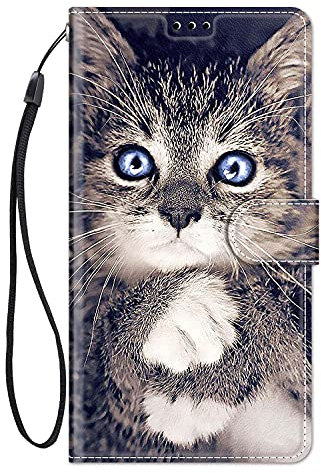 ChoosEU Case for iPhone 11 Wallet Case Leather Case with Magnetic Closure Card Slot Holder Flip Cover Design Cute Animal Pattern for Girl Women Shockproof Phone Case for iPhone 11 - Grey Cat