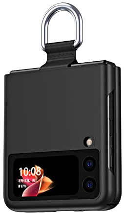 WEIOU Hülle für Samsung Galaxy Z Flip3 (Z Flip 3) 5G, PC Stoßfest Handyhülle mit Fingerring, Samsung Z Flip3 Ultra Dünn Matte Bumper Schutzhülle Case Cover, Schwarz