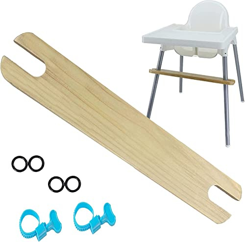 Hochstuhl Fußstütze, Rutschfest Naturholz Hochstuhl Fußstütze Verstellbar Baby Hochstuhl Zubehör mit Gummiringen, Holz Fußstütze Kompatibel mit IKEA Antilop Hochstuhl
