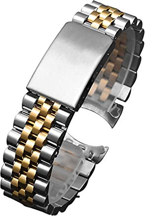 lin 13 17 20 21mm 316L Edelstahl Zwei Ton Gold Silber MiddleGold Uhr Band Strap Oyster Armband Fit for Datejust-Serie Going (Band Color : Middle Gold, Band Width : 21mm)