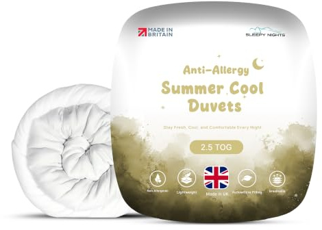 SleepyNights Summer Cool Duvet 2.5 Tog King Quilt – Ultra Lightweight Low Tog Duvet for Hot Sleepers, Breathable Hollowfibre Summer Quilt, Hypoallergenic & Made in UK (225cmx220cm)