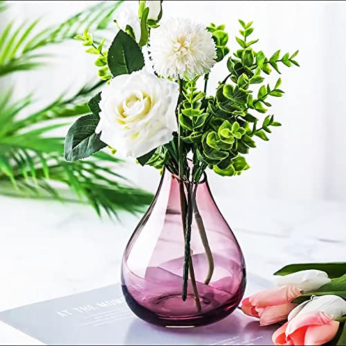XIUWOUG Vase en Verre Transparent,Vases Décoratifs en Verre pour Centre de Table,Décoration d'intérieur,de Table,d'étagère (Vase Uniquement),Violet