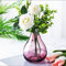 XIUWOUG Kleine Klarglasvase,Glasknospenvase,Dekorative Glasvasen für Tafelaufsatz,Wohnkultur,Tischdekoration, Regaldekoration (nur Vase),Lila