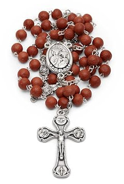 Mondo Cattolico Rosenkranz Perlen katholisch für Frauen und Männer aus dem Vatikan, Original Rosenduft Rosenkranz mit Our Lady of Good Health Center Medaille - Perfektes katholisches Geschenk