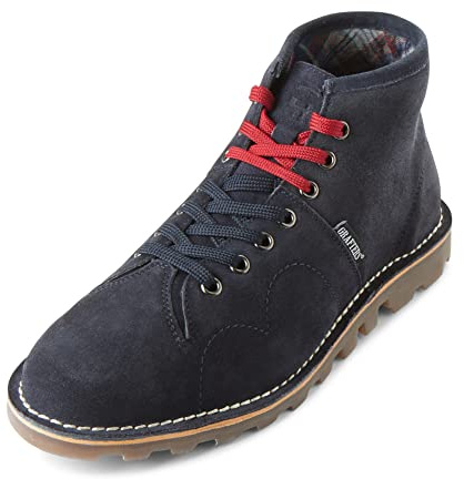 Grafters Heritage Unisex Real Suede Leather Monkey Boots - Navy - 5 UK