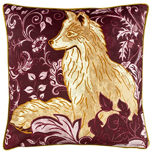Paoletti Piped Harewood Polyester Filled Cushion, Polyester, Fox