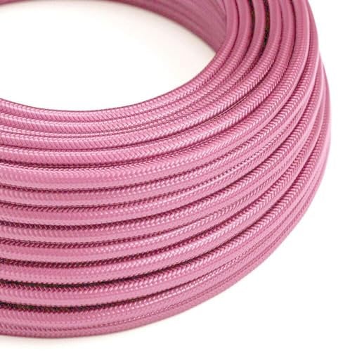 LEDSone 16.4ft Vintage 2 Core Round 18 Gauge Shiny Pink Cable Fabric Cloth Covered Electrical Wire, 5m 2 Conductors Lamp cable Modern Cloth Covered Wire for Pendant Light Bulb Industrial DIY Project.