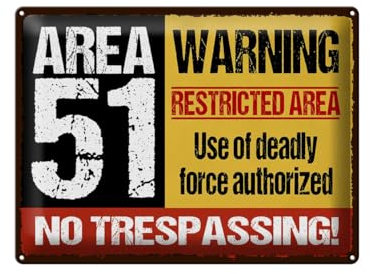 Blechschild 30x40cm gewölbt Spruch area 51 warning restrictes area Deko Geschenk Schild