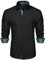 HISDERN Herrenmode Button Down Hemd Klassischer Kragen Langarm Button Down Mode Slim Fit Lässig Formal Schwarz Trauerhemden Noir-1 4XL