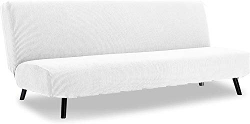 DuANgu Armless Sofa Cover Armless Sofa Cover Stretch Futon Cover Armless Folding Sofa Bed Cover Furniture Protector Without Armrests Slipcover(White Medium)