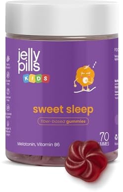 Jelly Pills Melatonin Kinder Gummies 0,5 mg mit Vitamin B6 – 70 vegane Gummibärchen ohne Zuckerzusatz – Waldfruchtgeschmack – für Kinder ab 3 Jahren
