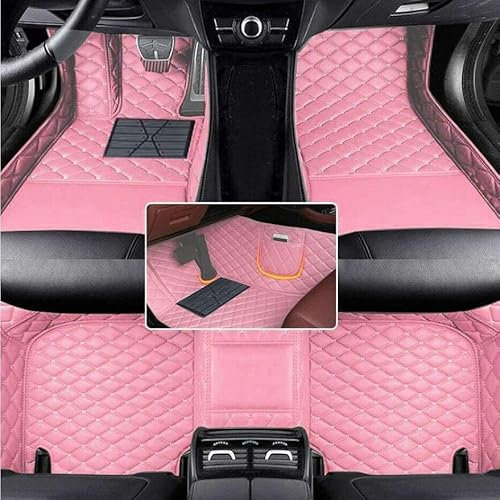 Nsgdda Nach Maß Auto Fußmatten Auto Matte Anpassbare 98% Auto Modell PU Leder voller bedeckter Schutz Advanced Performance Liners (Rosa)