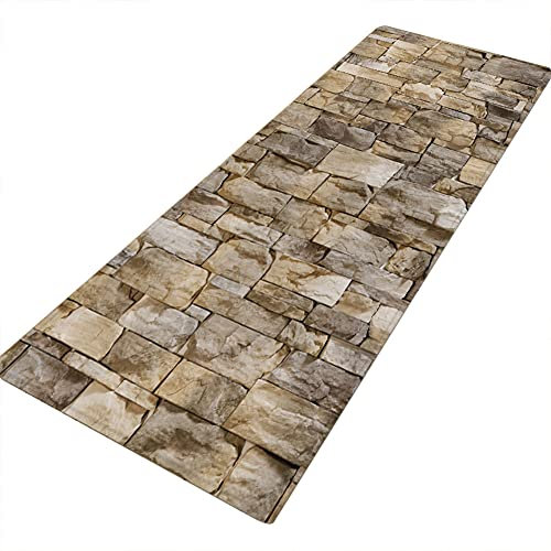 Küchenmatten für Den Boden, Wasserdichte Anti-Ermüdungsmatten, Graue Steinwand, Ergonomische Stehmatte, Rutschfestes Schaumstoff-Komfortkissen für Zuhause, Büro, Wäscherei(60cm×180cm)