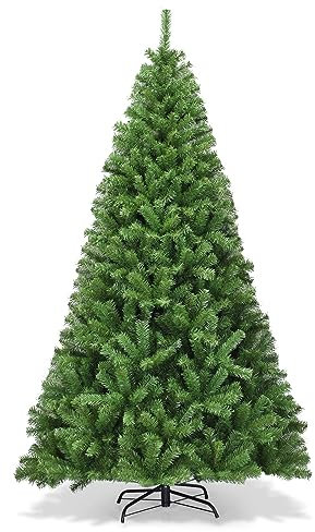 KOMFOTTEU Albero di Natale Artificiale 150/180/210/230/270cm in PVC, Albero di Natale ad Apertura Automatica ad Ombrello con Base, Christmas Tree da Casa (230 cm, Verde II)