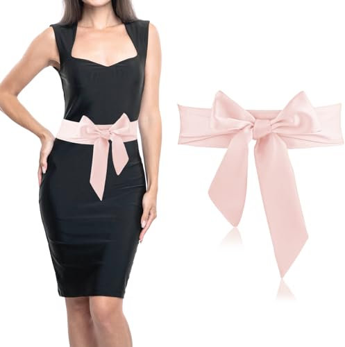 Andibro Ceinture de robe pour femme, ceinture de mariée en satin avec nœud en ruban, accessoire pour mariage, demoiselle d'honneur, ceinture de mariée, rose, Medium