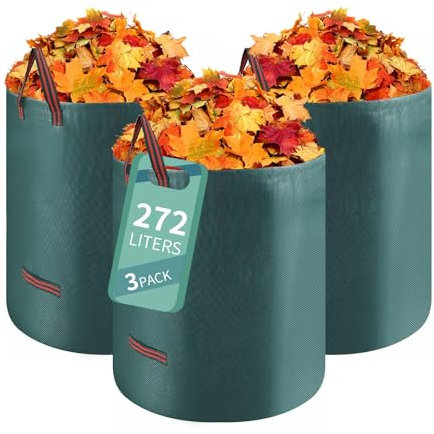 Hibisaws 3*272L Sac Jardinage Dechets,Sac Dechets Verts Resistant Indéchirables,Sac Vegetaux Jardin Avec Poignée,Sac de jardin dechet vert Pliable,Sac jardin Autoportant,Des Sacs Peut supporter 50kg