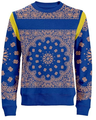 Herren Weihnachten Sweatshirt Bandana Bedruckt Crew Hals Pullover Weihnachtsrippenschellen Lose