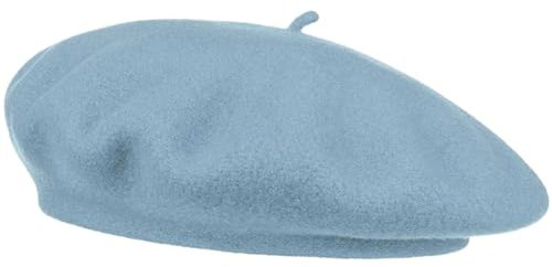 Van Der Rich ® - Baskenmütze (100% Wolle) Französisch Einfarbig - Damen (Sky Blau)