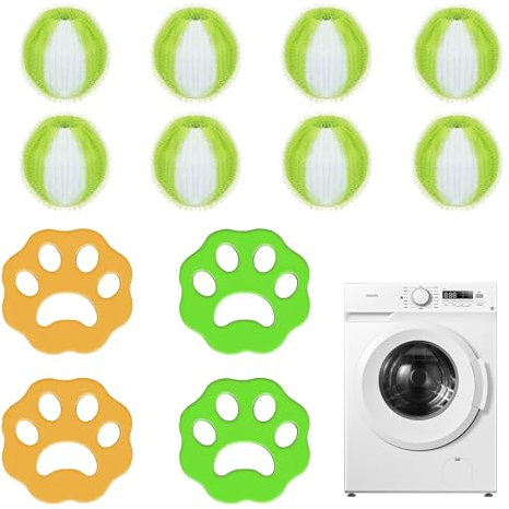 Lilbitty Pack of 12 Pet Hair Remover, Washing Machine, Hair Remover, Pet Hair, Lint Balls, Washing Machine, Reusable Lint Ball Hair Catcher for Tumble Dryer